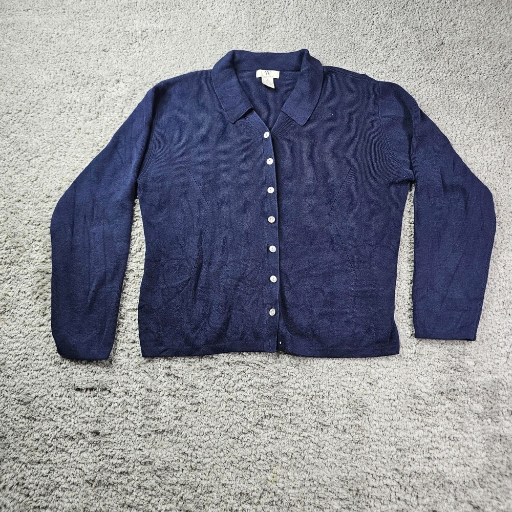 Vintage NWB Casuals Women's Size L Blue Cardigan Made in Hong Kong